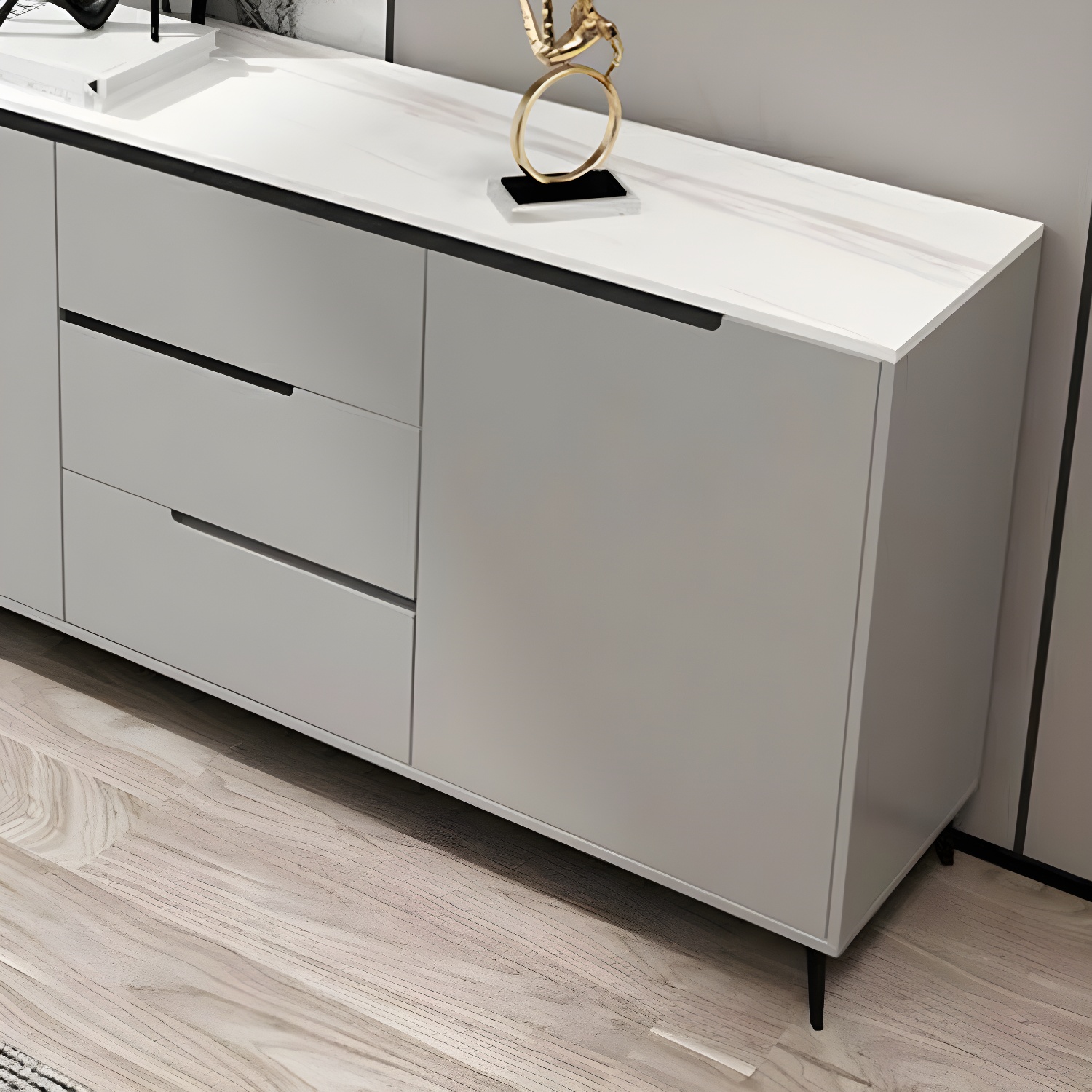 Modern Wood Sideboard with 3 Drawers and 3 Doors - Overall Dimensions 40cm W x 85cm H - image 12