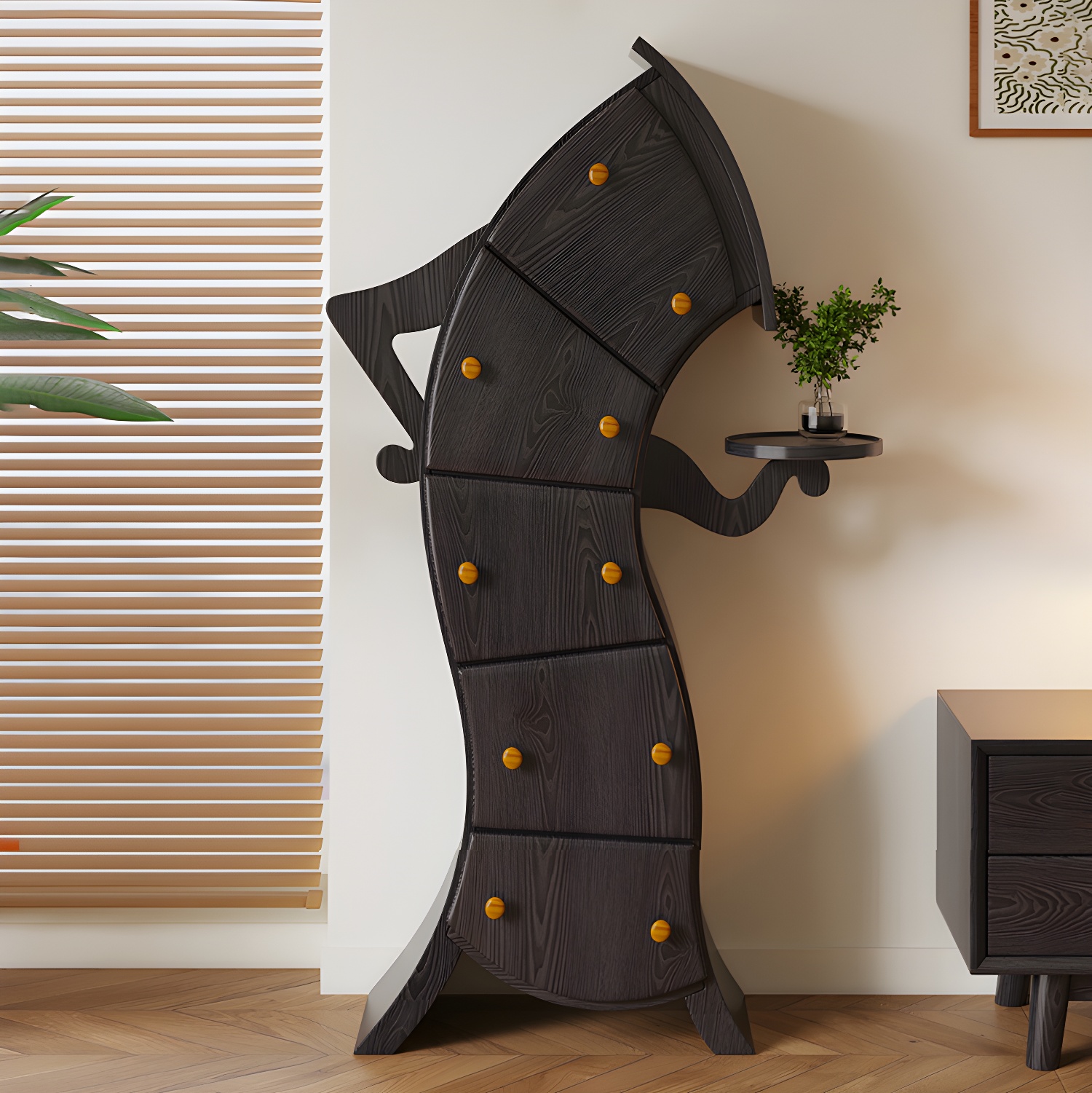 Rectangular Modern Accent Chest with Drawers and Cabinet Not Included- 85cm x 34cm x 130cm