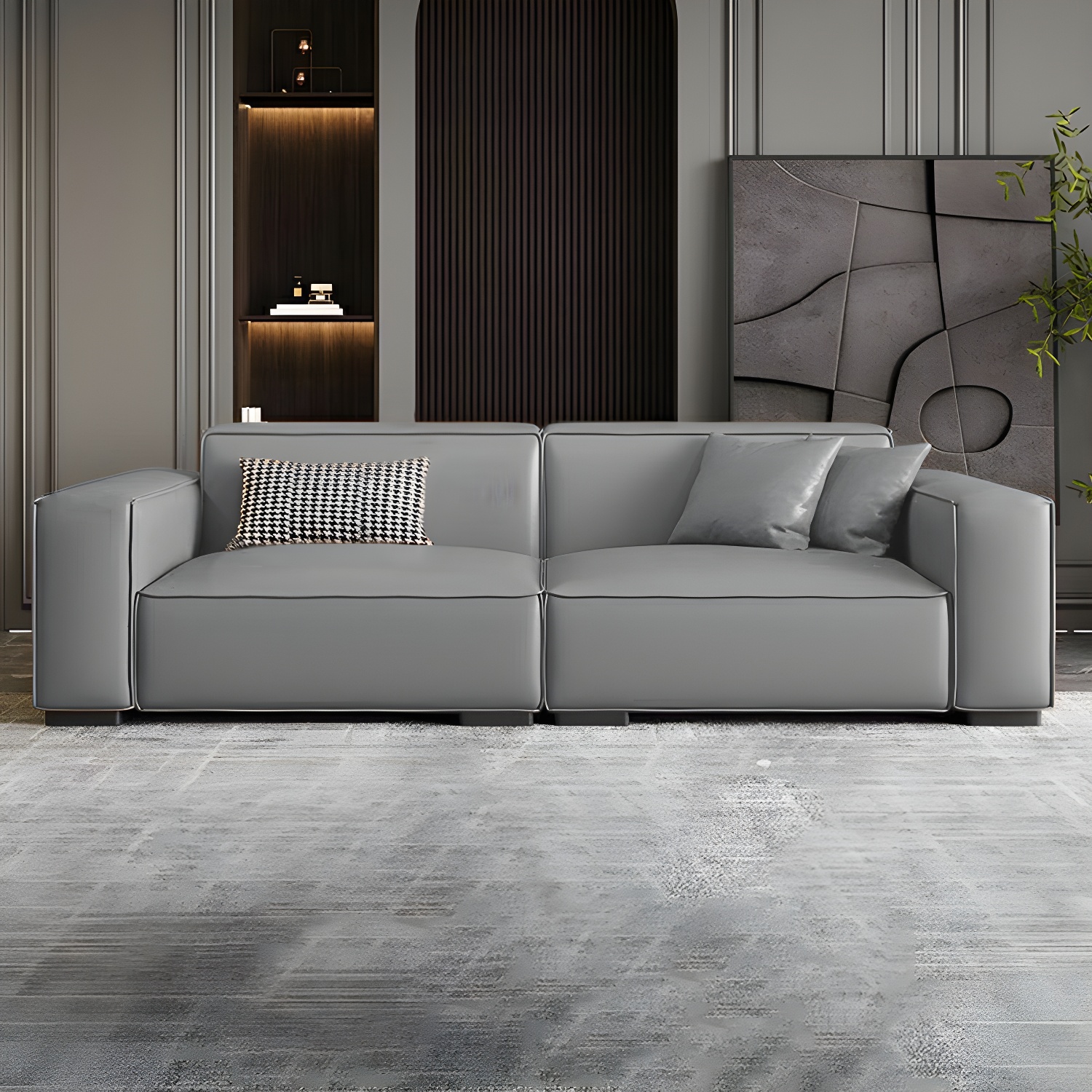 Extra Long Modern Wood Sofa with Stain Resistant Fabric and Seat for 5 People - image 10