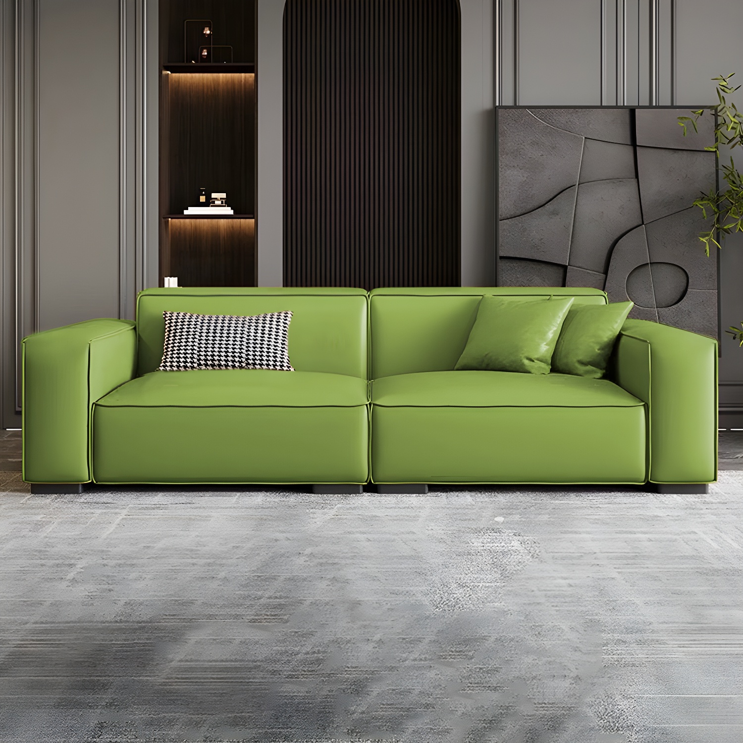 Extra Long Modern Wood Sofa with Stain Resistant Fabric and Seat for 5 People - image 9