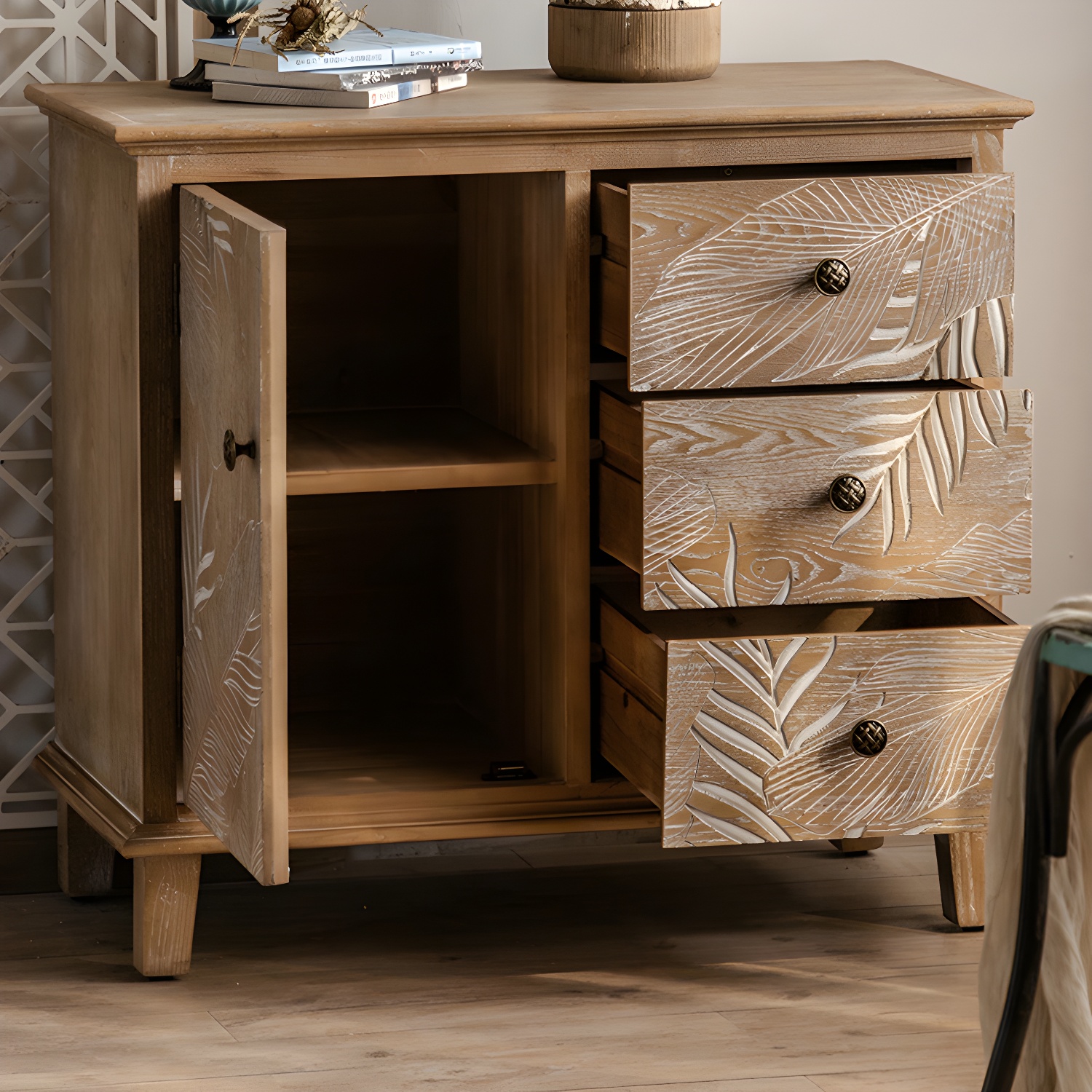 Modern Standard Storage Cabinet Solid Wood Cabinet with Drawer - image 11