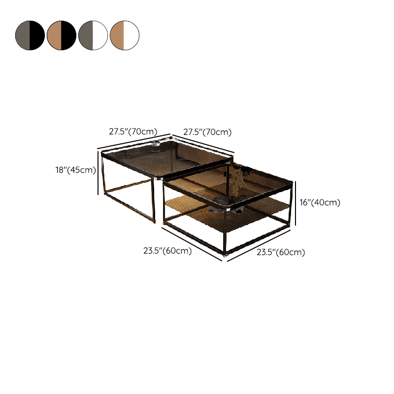 Gray/Tan Top Double Nesting Accent Table with Copper Square Frame - image 10