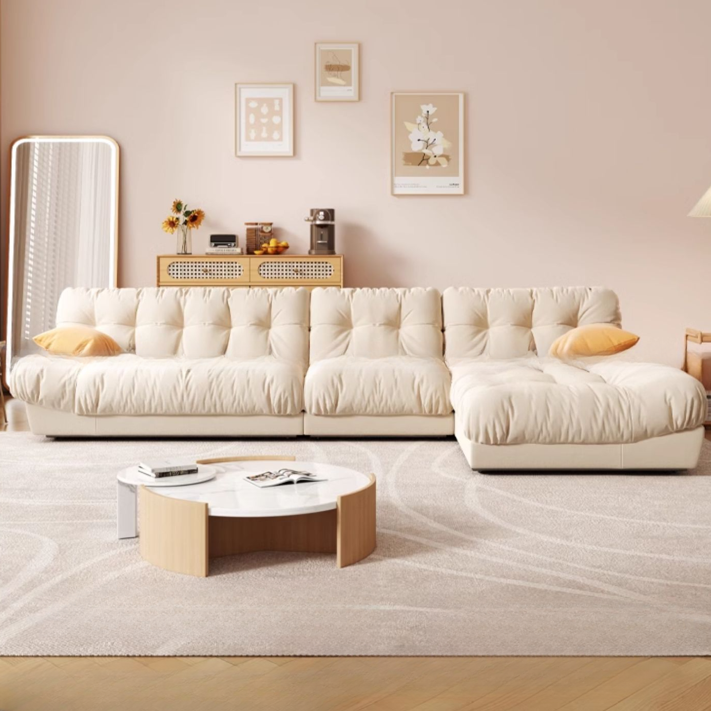 L-Shape/Straight Sofa/Sofa Chaise with Right/Horizontal Orientation and Stitch-tufted Detailing - image 3