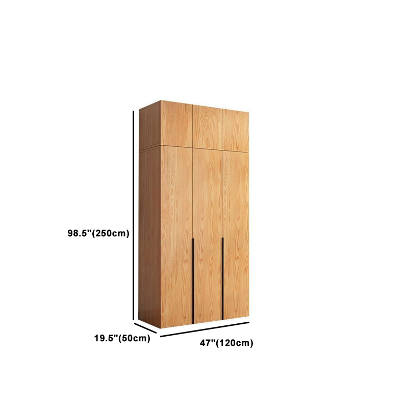Natural Wood Freestanding Wardrobe Closet with Natural Doors - image 21