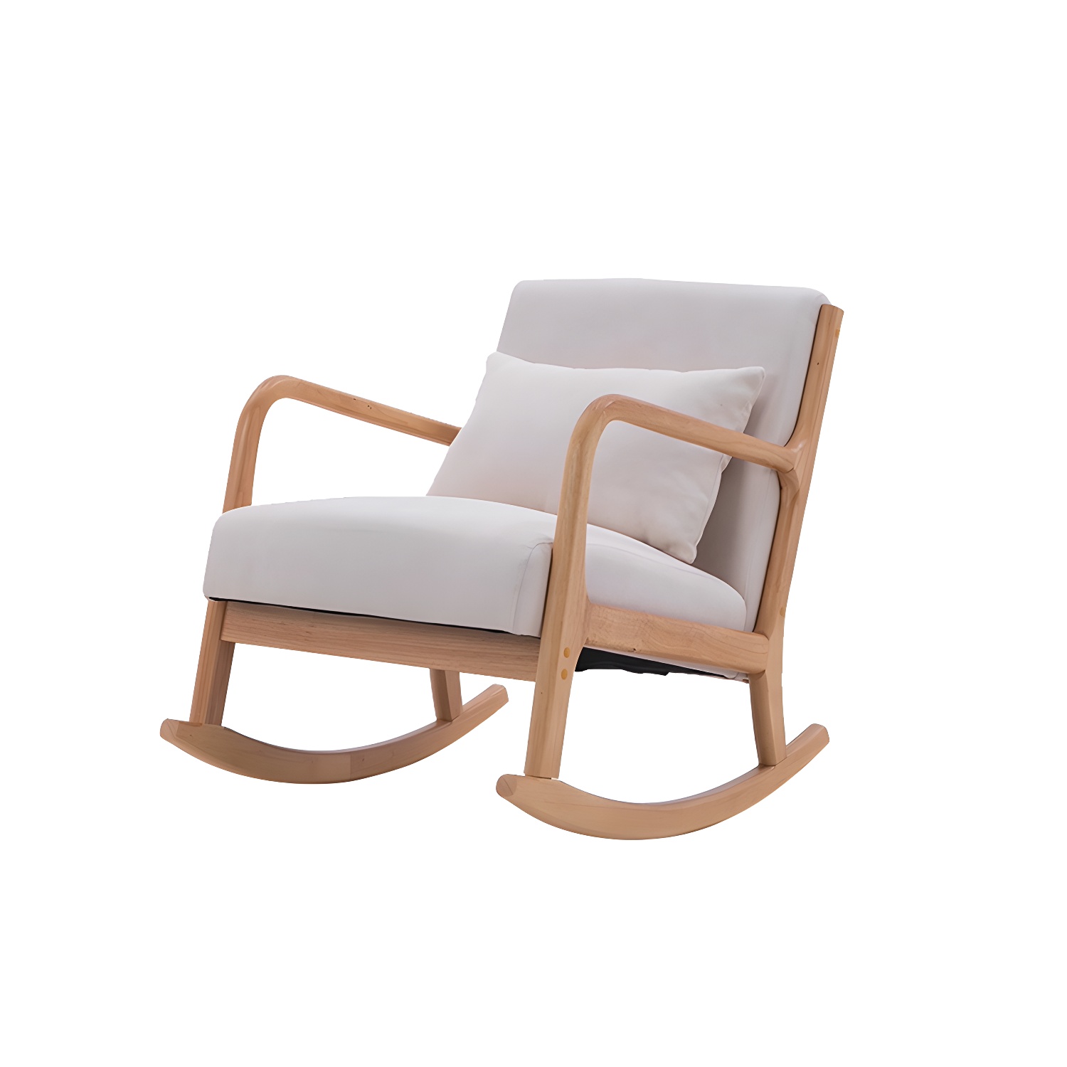Mid-Century Modern Rocking Accent Chair with Solid Wood Frame and a Pillow - image 6