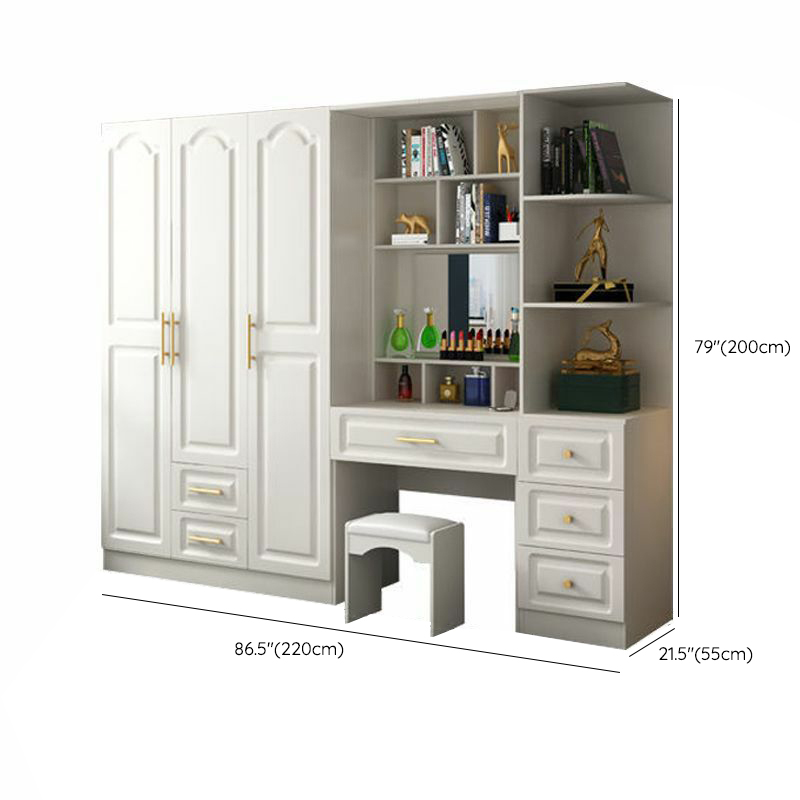 Contemporary Wood Chalk Wardrobe Closet with Interior Shelves&Clothing Rack&3-Drawer/6 Drawers/5-Drawer - image 36