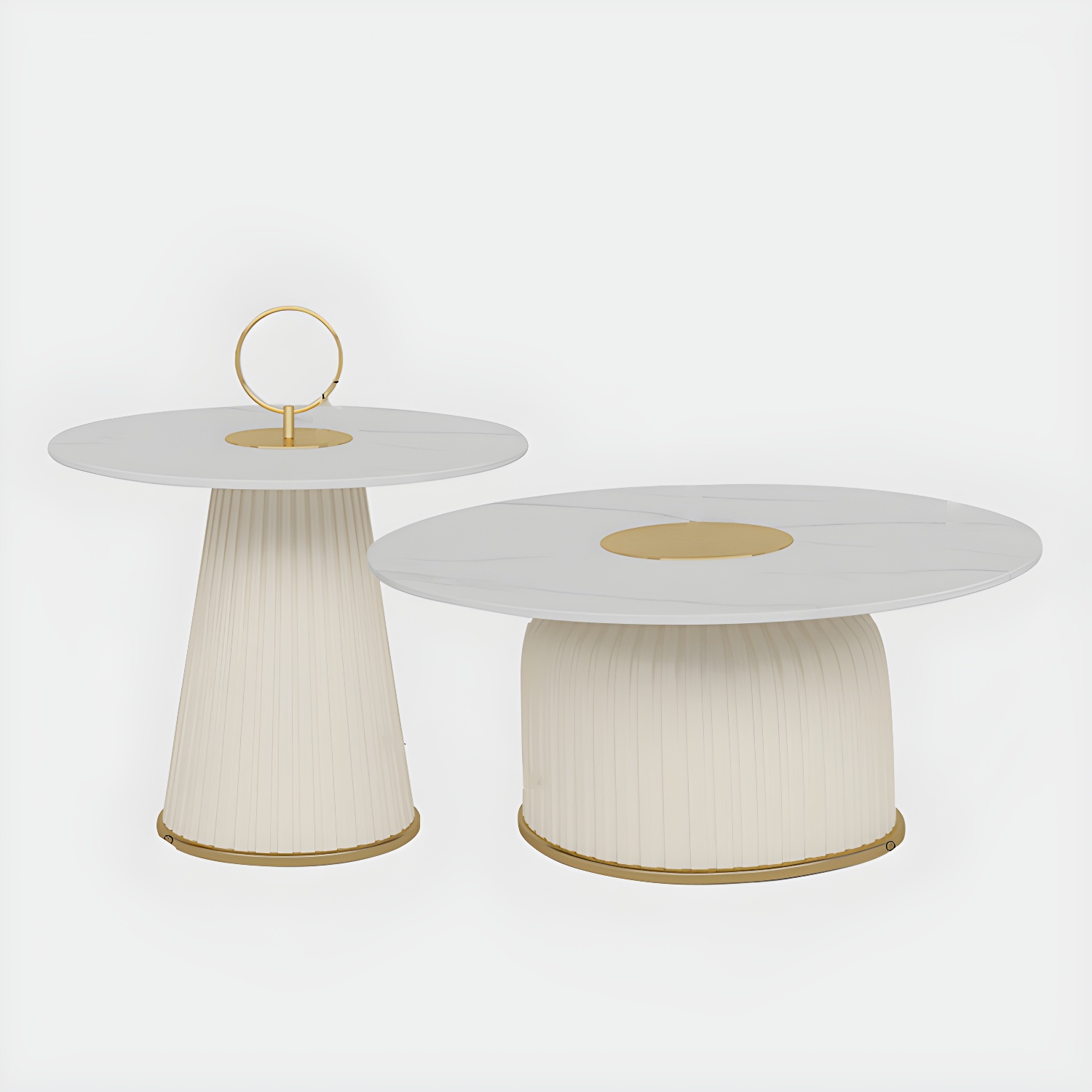 Modern Metal Cocktail Table Round Pedestal Coffee Table - White - image 10