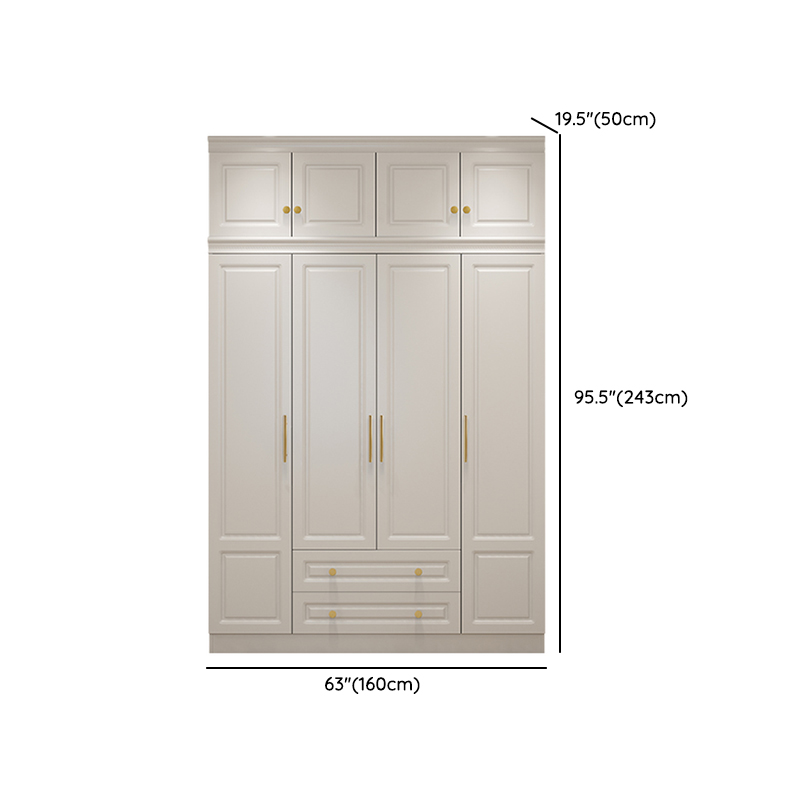 White Minimalist Lumber Wardrobe Closet with Soft Close Drawer, Soft Close Door, Interior Shelves, and Clothing Rod - image 16