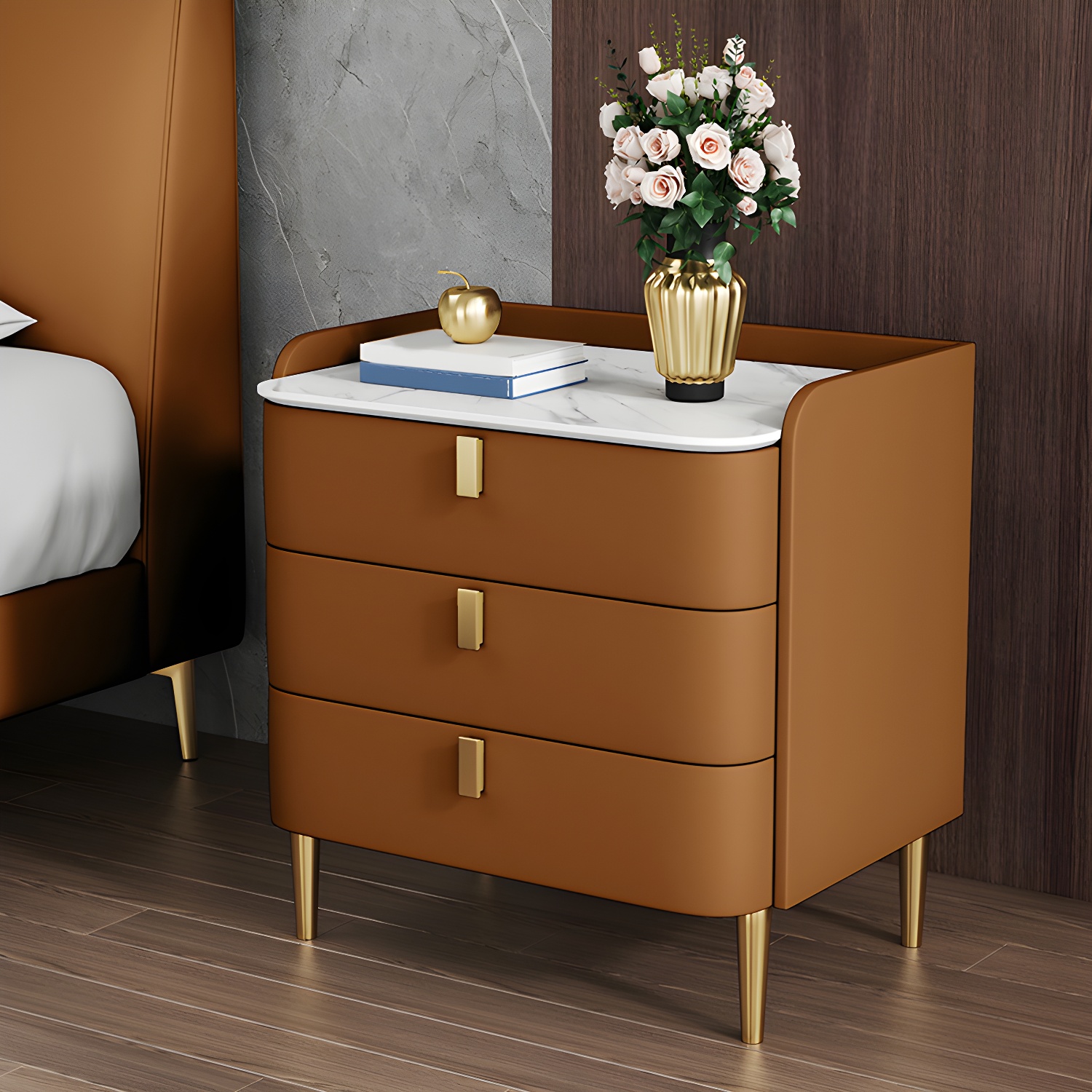 Contemporary Drawer Storage Bed Nightstand Wooden Night Table for Bedroom - image 10