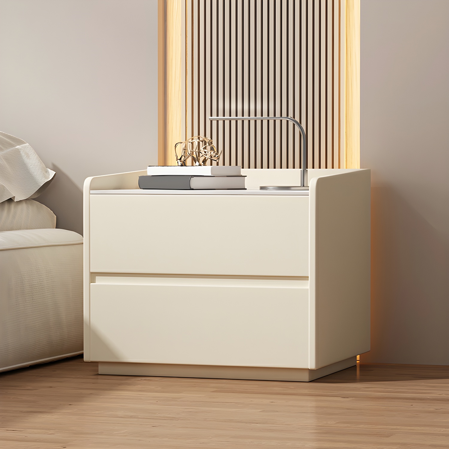 White Slate Countertop Nightstands Increase The Surrounding Height to Prevent Falling
