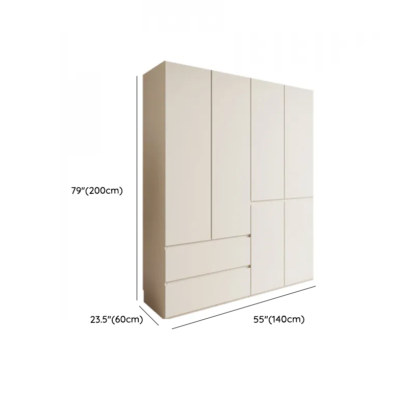 White Minimalist Manufactured Wood Independent Wardrobe Closet with Soft Close Drawer, Soft Close Door, and Interior Shelves - image 7