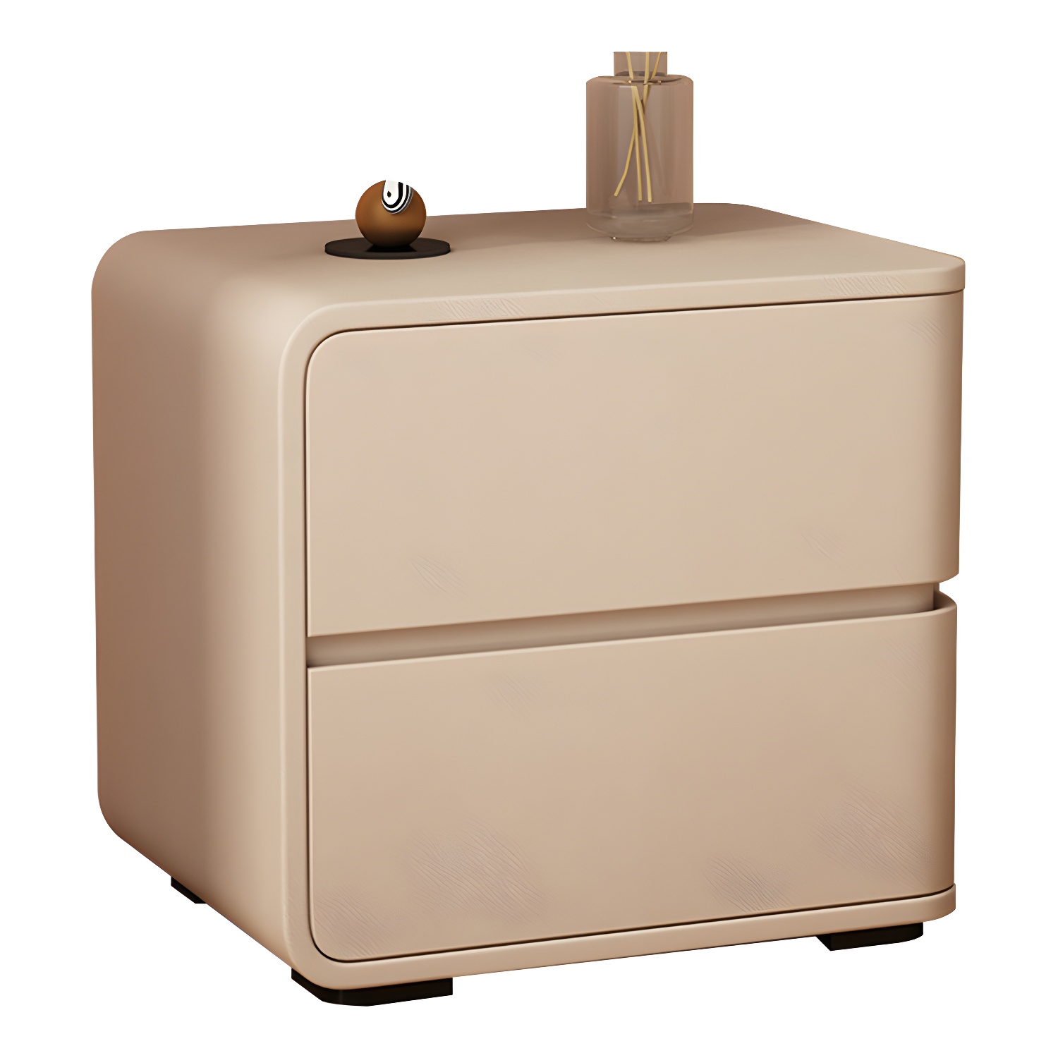 Contemporary Bed Nightstand Solid Wood Bedside Cabinet with 2 Drawers - image 13