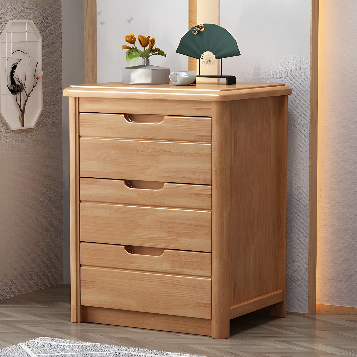 Traditional Wood Dresser with Drawers in Narrow Design and Rubberwood Material - image 2