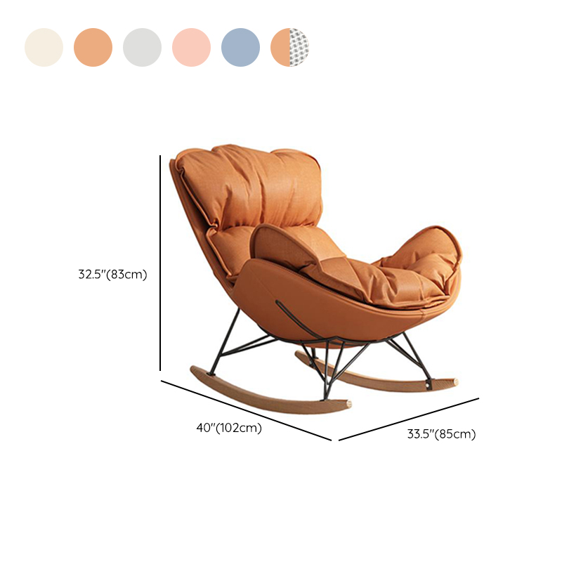 Grey/Chalk/Amber Contemporary Alloy 2 Piece Set Rocking Armchair with Padded Upholstery and Ottoman - image 16