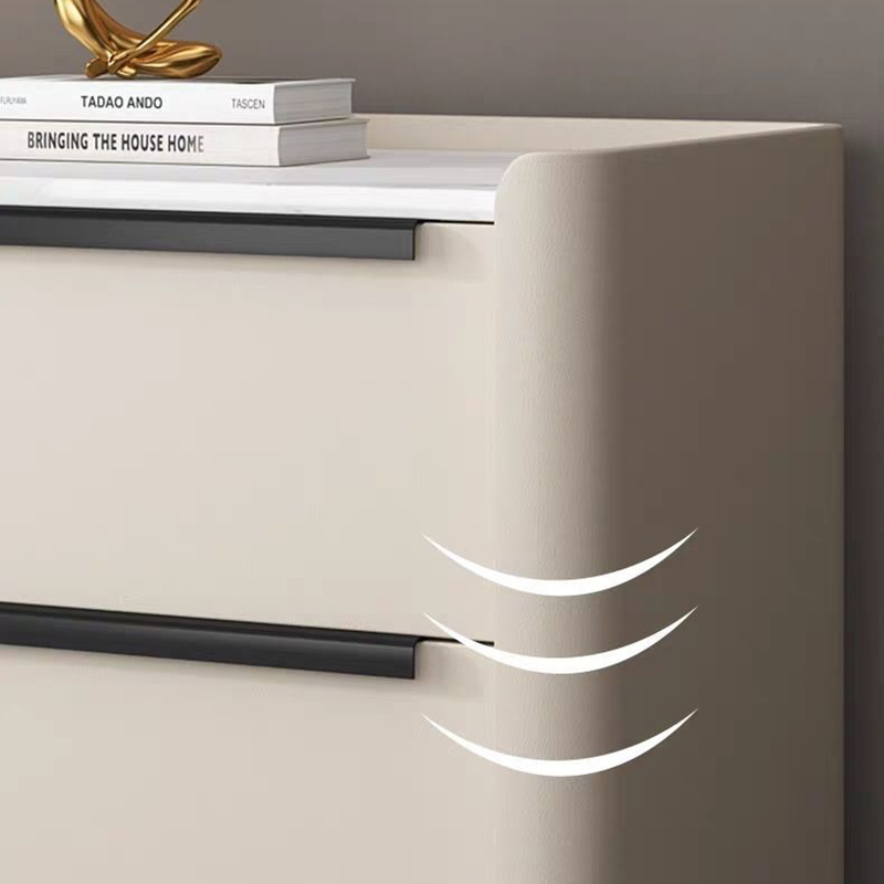 Modern Faux Leather Drawer Storage Nightstand in Stone Finish - image 14