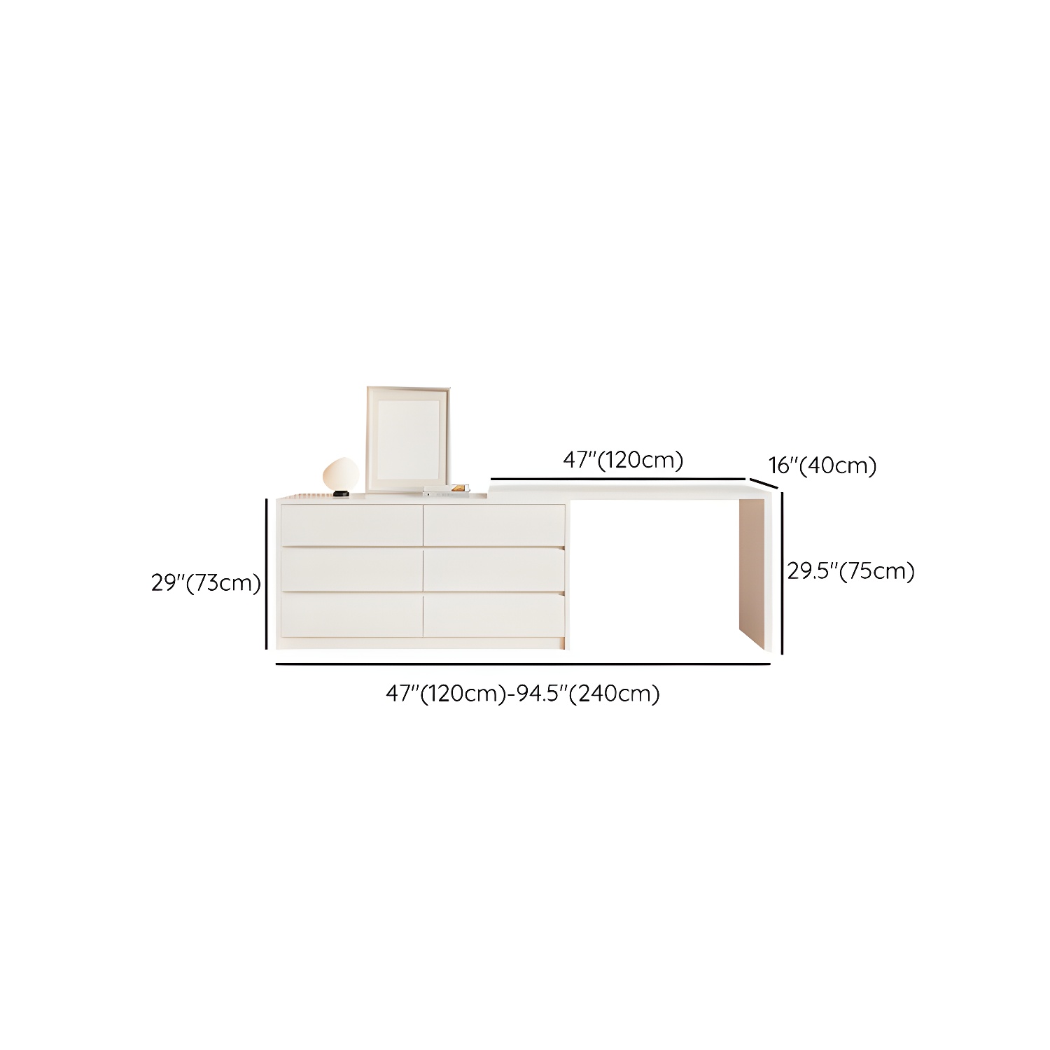 Contemporary White Wood Rectangle Top Make-up Vanity with Lighted Mirror - image 16