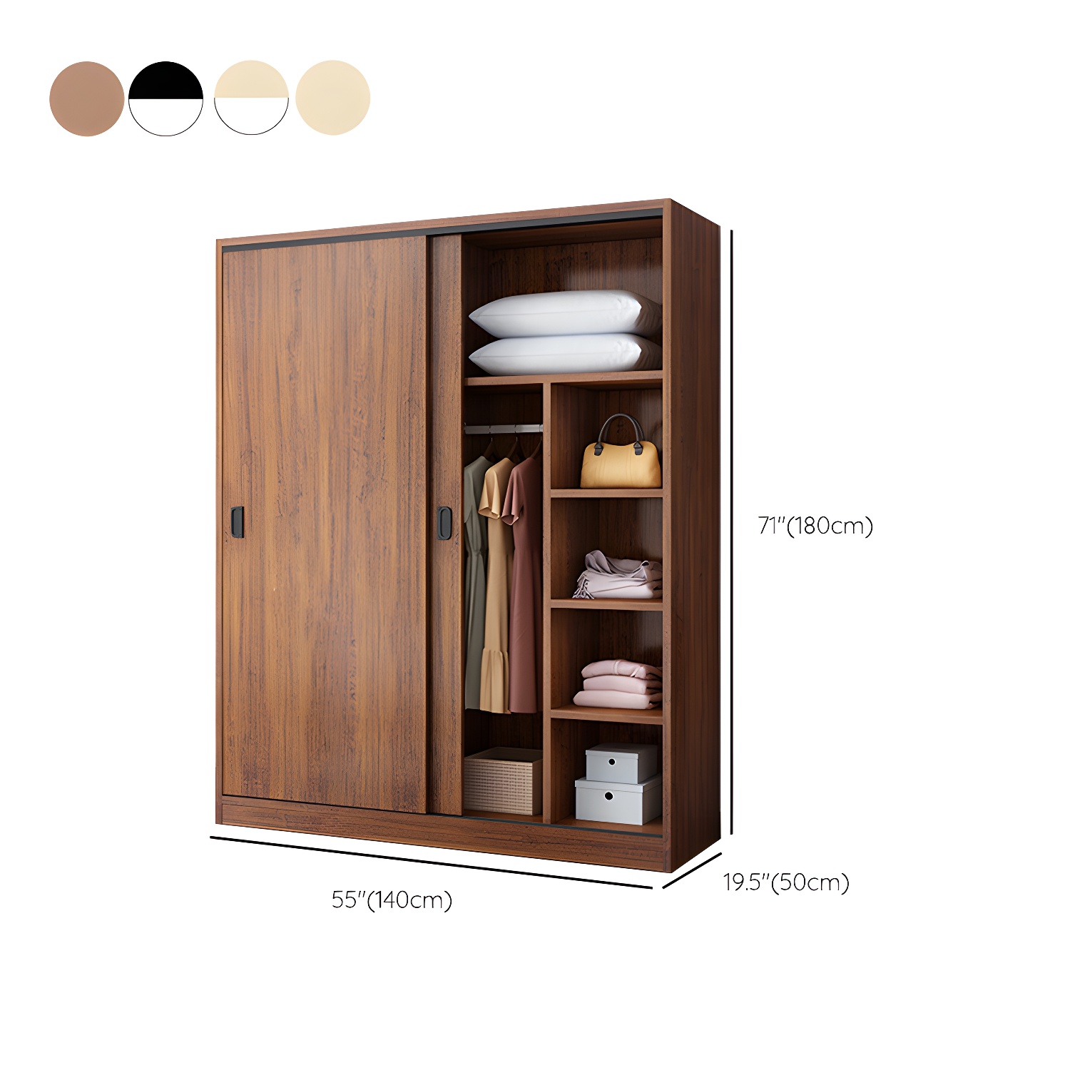 Modern Sliding Doors Wardrobe Wood Frame Freestanding Wardrobe Armoire - image 18