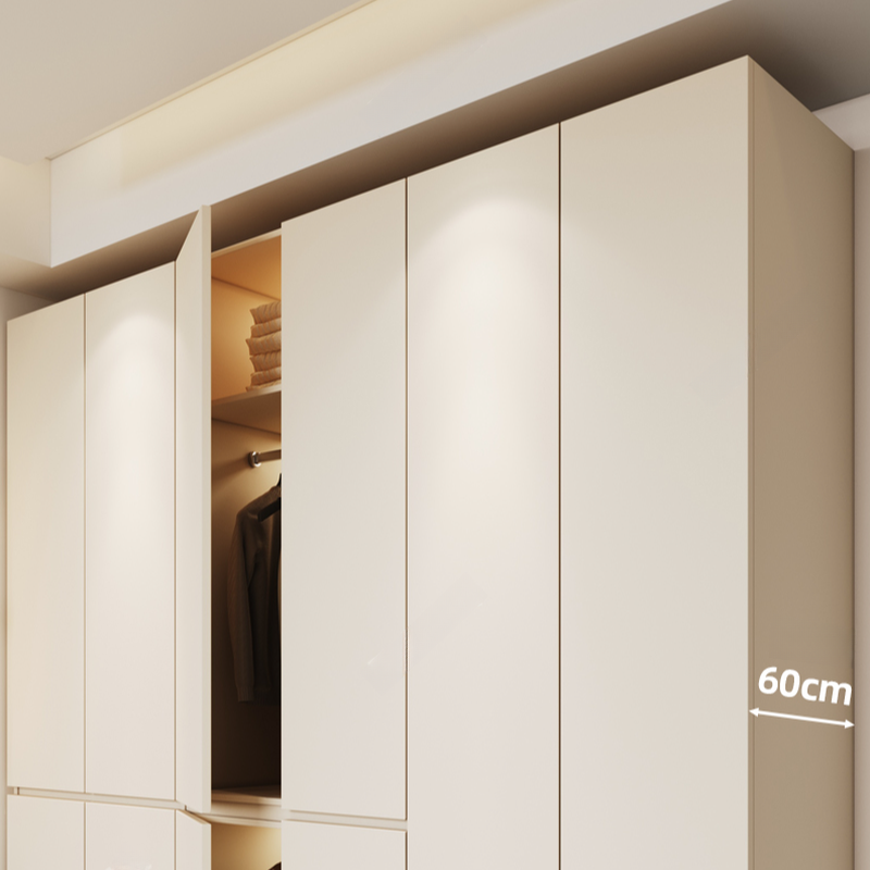 White Minimalist Manufactured Wood Independent Wardrobe Closet with Soft Close Drawer, Soft Close Door, and Interior Shelves - image 3