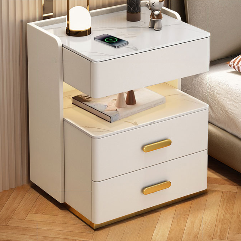 Postmodern Bedside Cabinet Nightstand with 2 Shelves and Sintered Stone Countertop - image 3