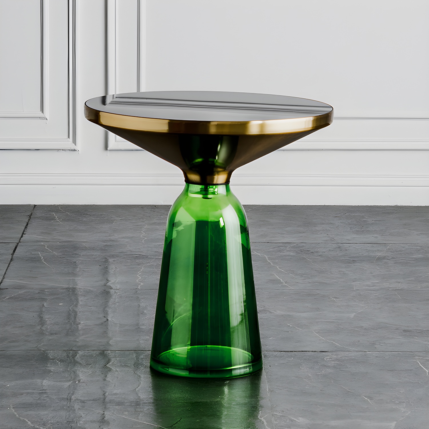 Pedestal Cone Coffee Table Modern Round Glass Top Cocktail Table - image 3