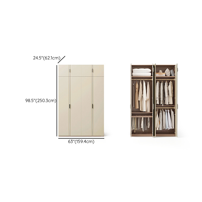 Beige Modish Wooden Armoire Cabinet with Soft Close Drawer, Soft Close Door, Interior Shelves, and Clothing Rod - image 10
