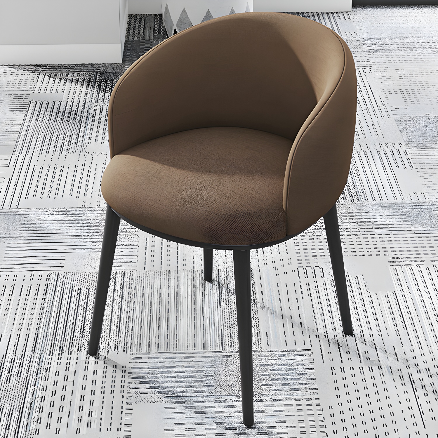 Modern Upholstered Home Arm Chair Solid Back Matte Finish Dining Chair