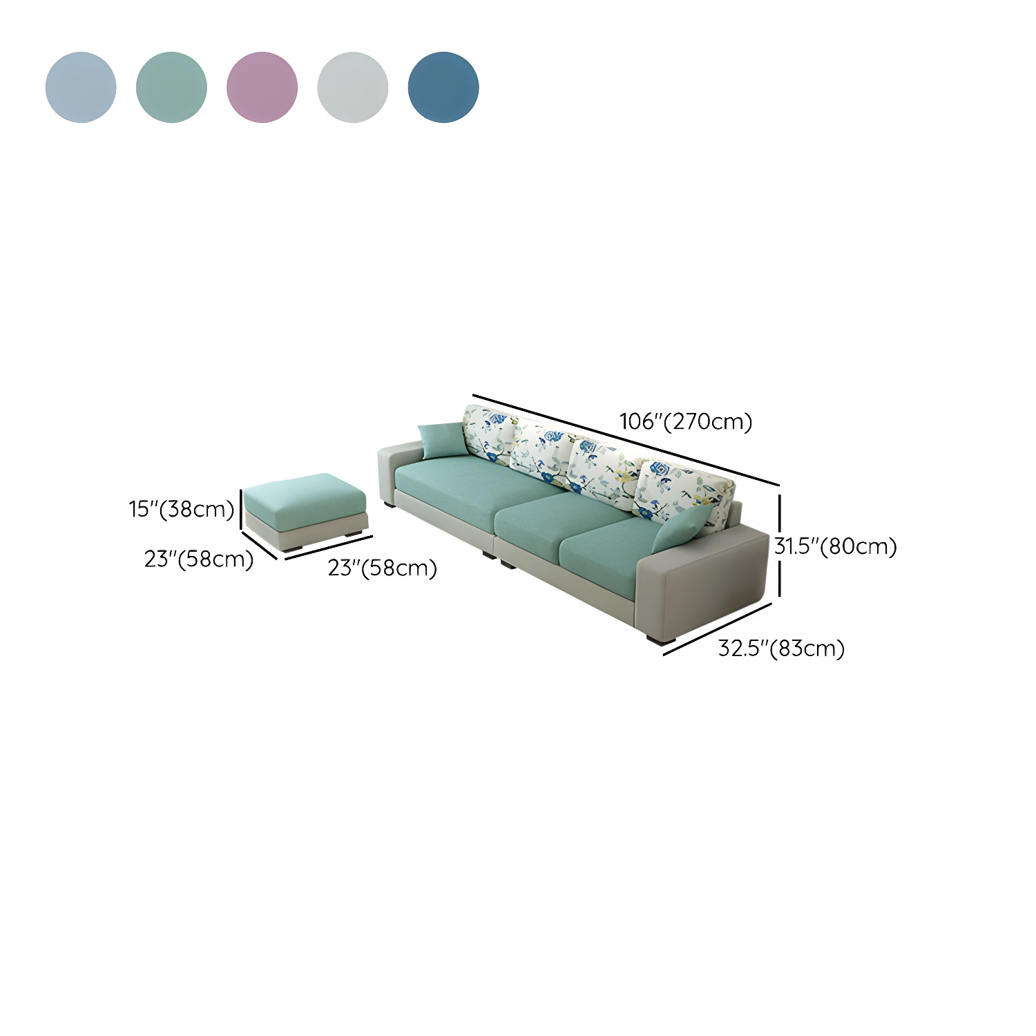 Scandinavian Wood Frame Straight Sofa with Cushion Back and Slipcover in 3 Piece Set - image 30