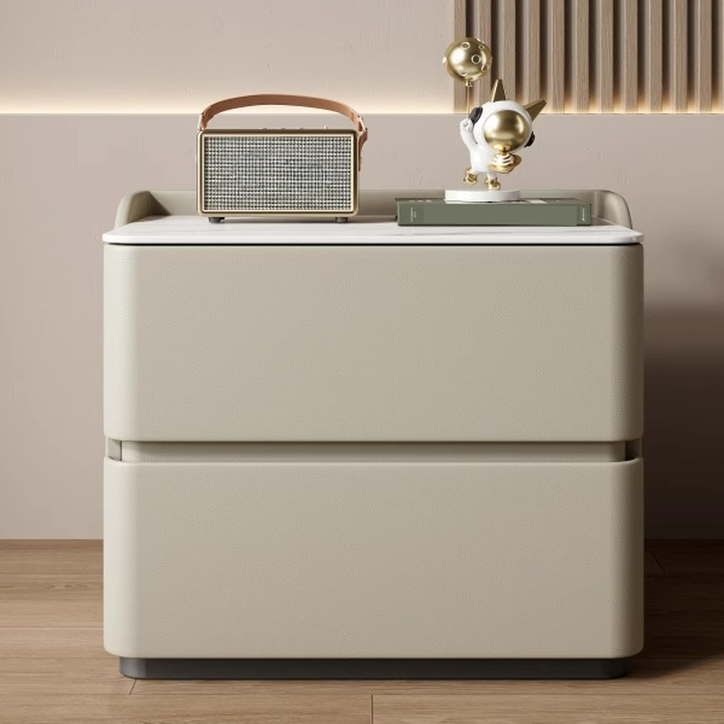 Minimalist 2 Tiers Drawer Storage Bedside Table with Faux Marble Top - image 13