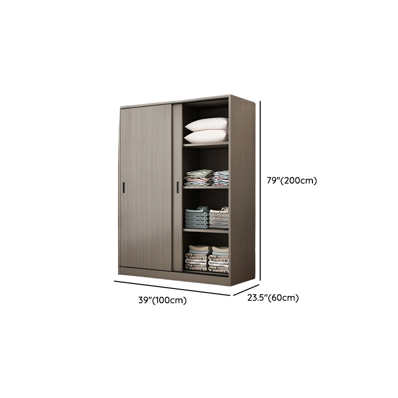 Dove Grey Minimalist Laminate Cabinet Armoire with 3-Drawer/4-Drawer, Soft Close Door, Interior Shelves, and Clothing Rod - image 14