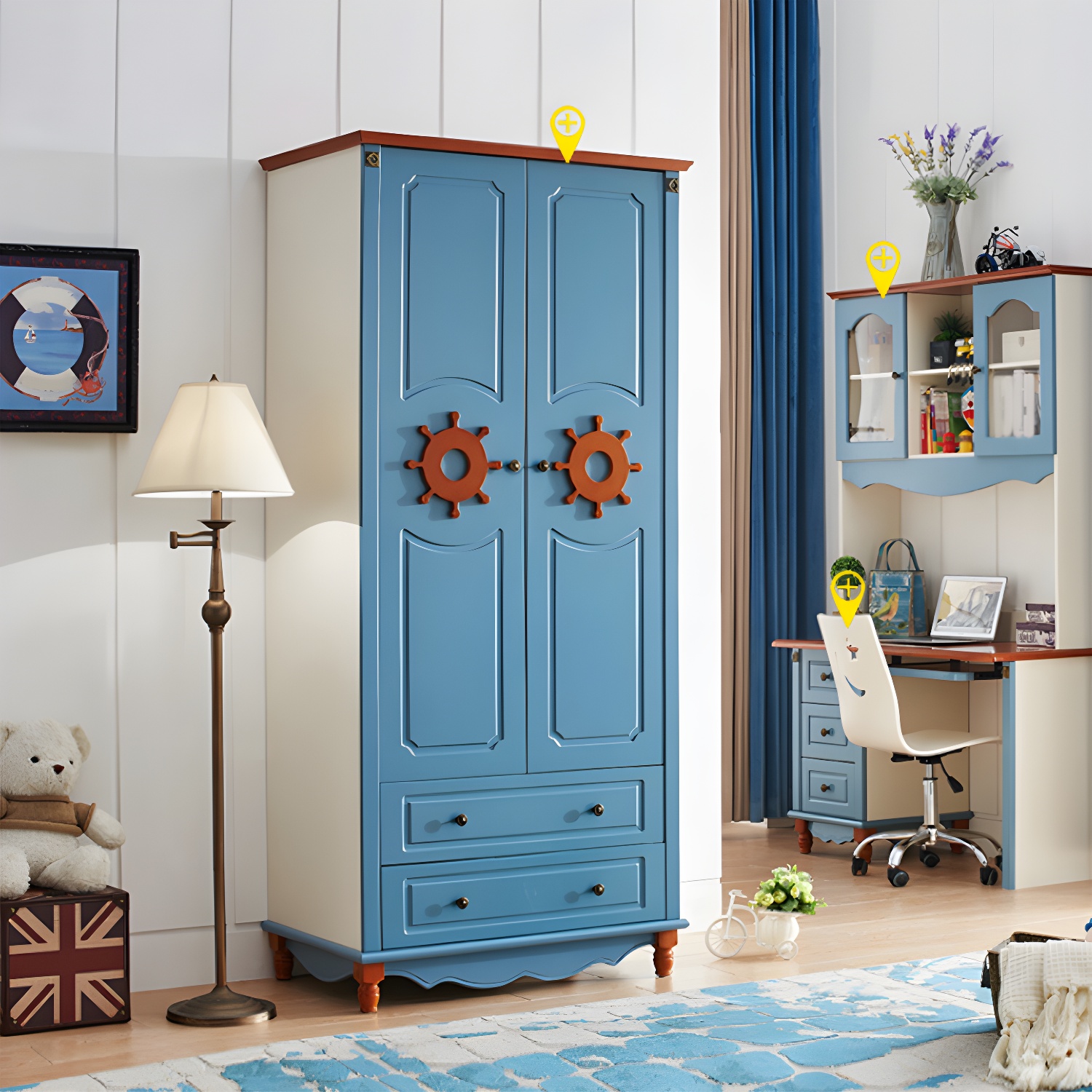Coastal Wardrobe with Hinged Door Manufactured Wood Matte Finish Cabinet