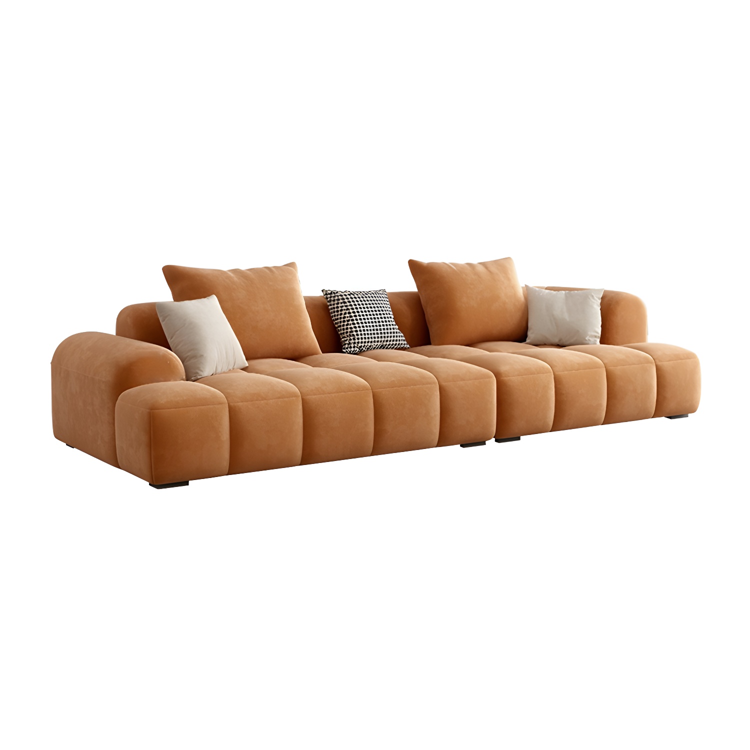 Modern Suede Sectional Sofa with Black Pine Wood Frame and Scratch Resistant Design