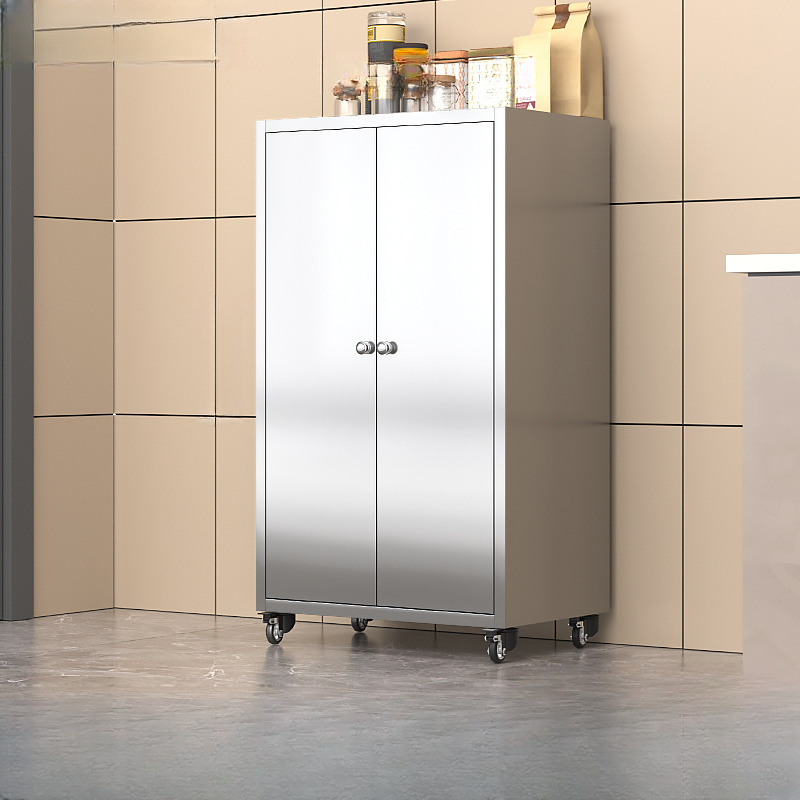 Metallic Sideboard on Roller Wheels with Stainless Steel Countertop - image 8