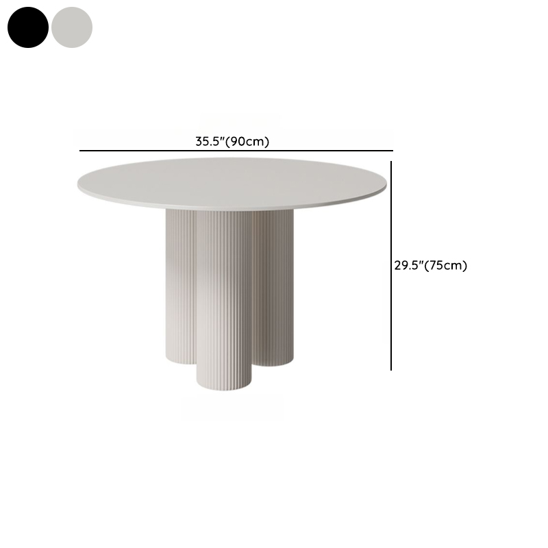 Ribbed Leg Circular-shaped Sintered Stone Dining Table with a Fixed Table Top for 2/for 4 in a Modern Simple Style - image 16