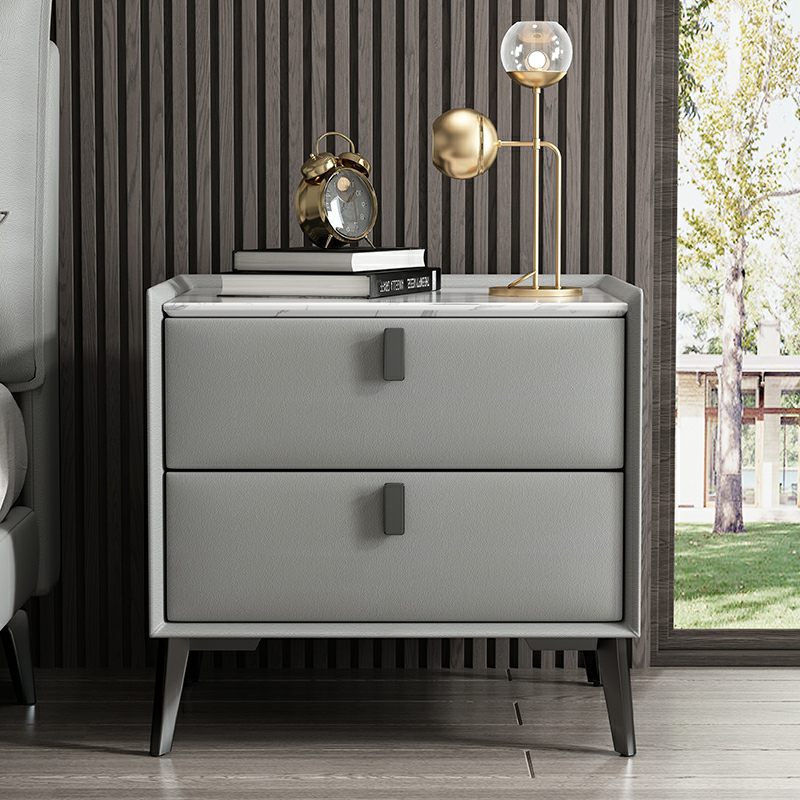 Contemporary 4 Legs Storage Drawer Nightstand with Black Handles for Bedroom - image 14