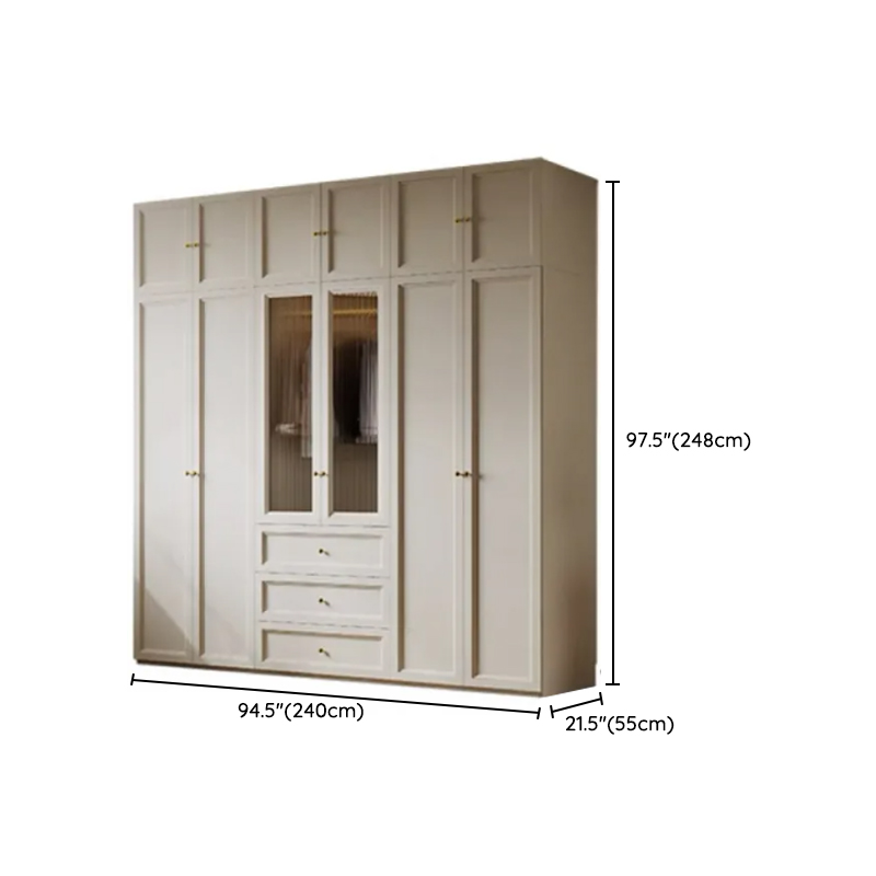 Chalk Modish Self-supporting Cabinet Armoire with Soft Close Drawer, Soft Close Door, and Hinged Hanging Rod - image 26