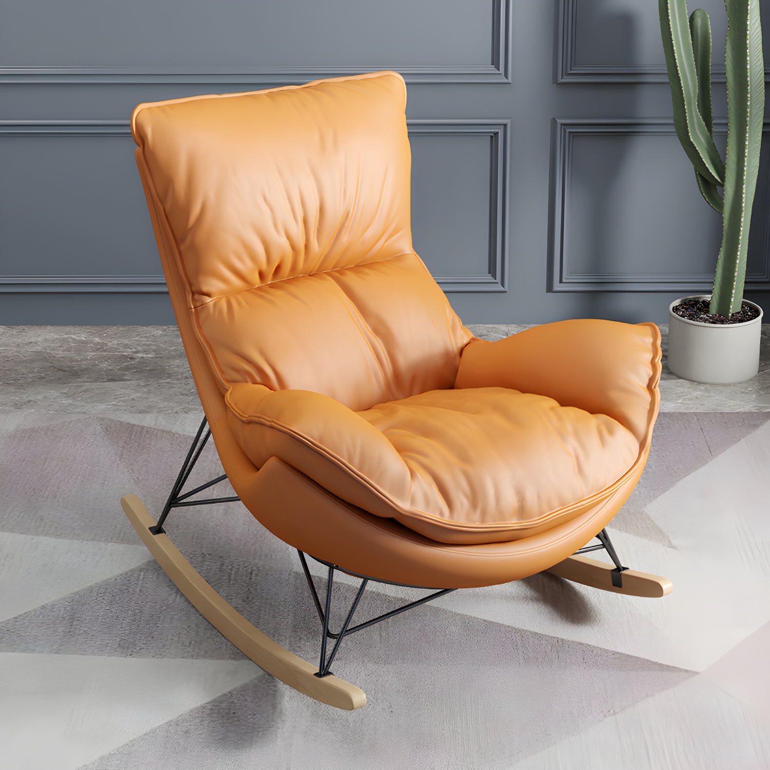 Ergonomic with Ottoman Rocker Chair with Padded Seat Rocking Chair Spindle - image 10
