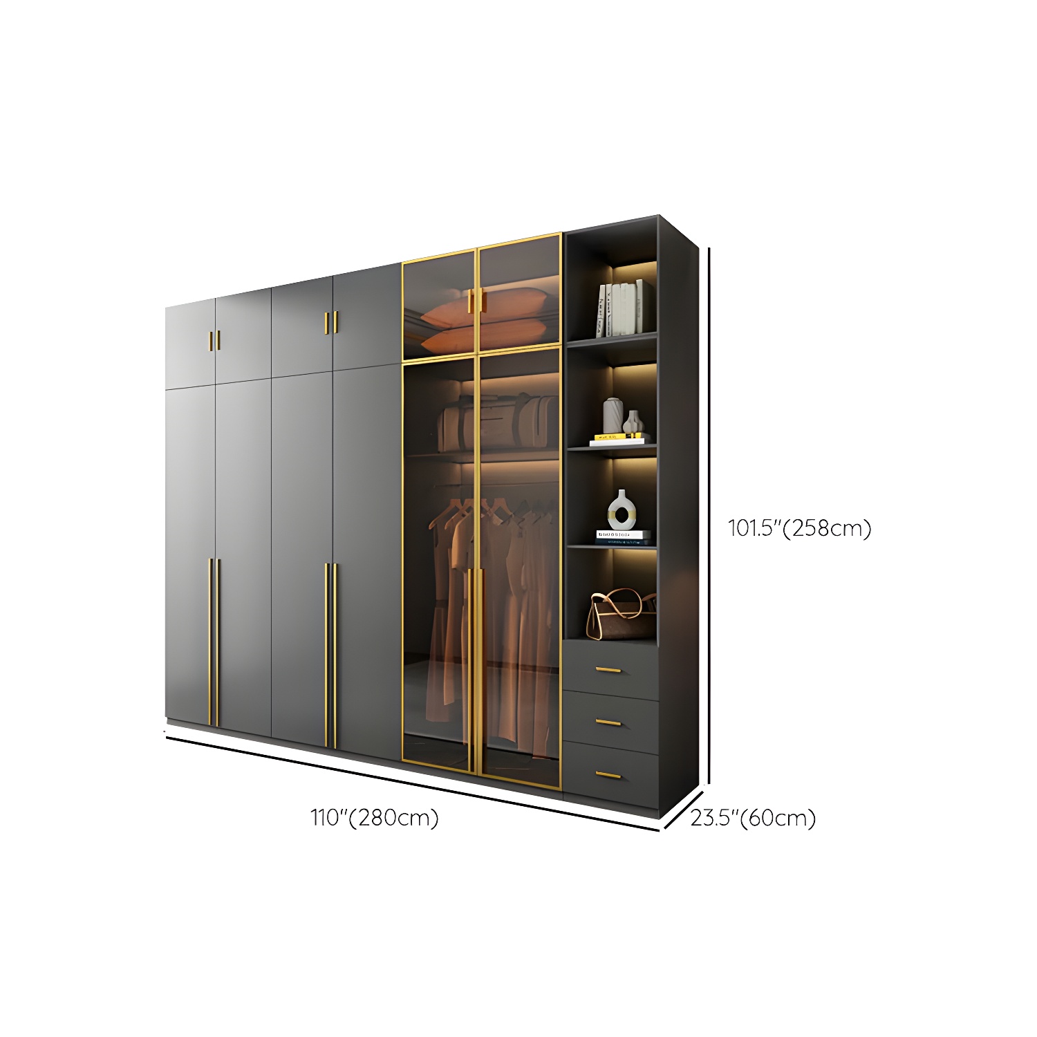 Modern Glass Wardrobe Wardrobe Armoire Wardrobe Cabinet for Home - image 36