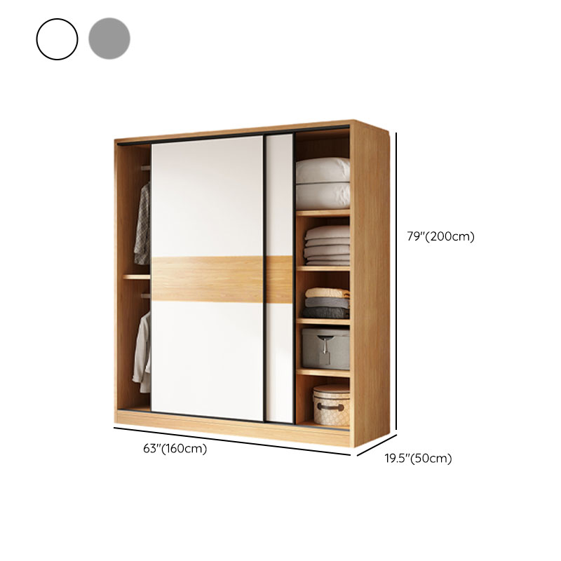 Modish Wooden Independent Armoire Cabinet with Soft Close Door, Interior Shelves, and Clothing Rod - image 13