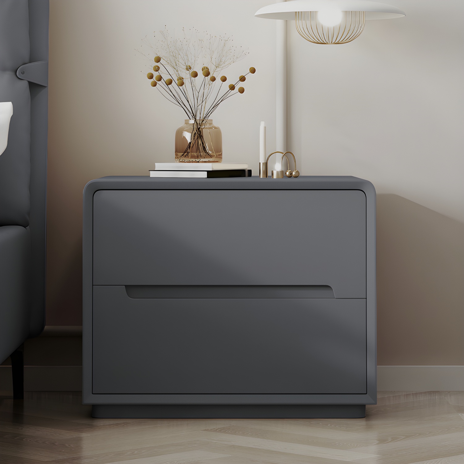 Modern Wood Drawer Nightstand for Small Spaces with 2 Drawers in Narrow Design - image 5