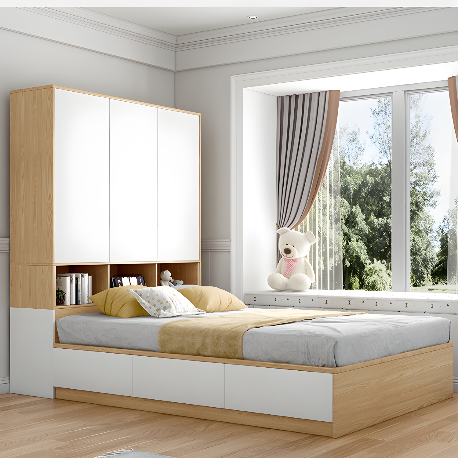 Modern Wood Platform Bed Frame Natural No Distressing Bookcase