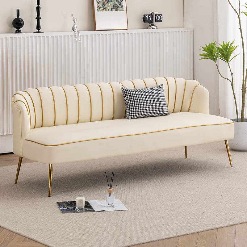 Modish Solid Color Stain Resistant Standard Sofa/Loveseat in Grey/Beige/Amber Color for 2/4-seater/3-seater with 1 Pillow - image 4