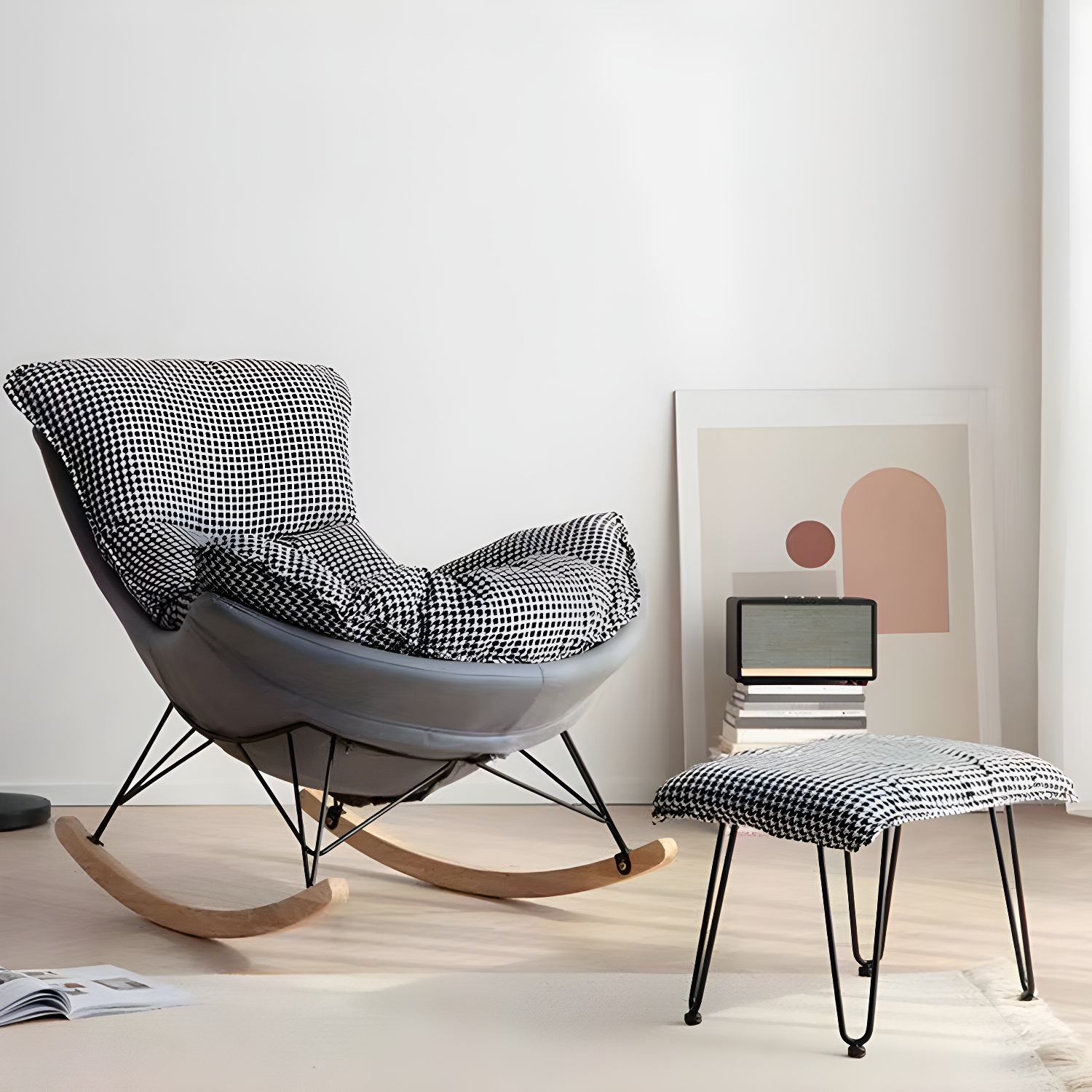 Modern Single Lazy Rocking Chair Indoor Sofa Rocking Chair with Cushion