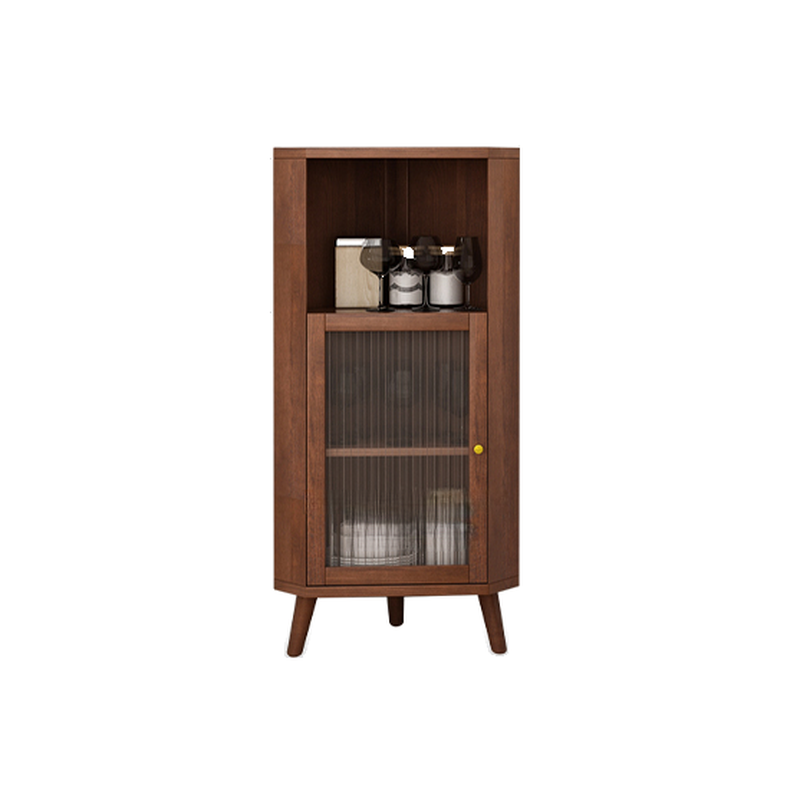 Standalone Corner Beech Midnight Black/Auburn Utility Storage Cabinet with Flexible Shelf, Glazed Door & 2 Cabinets/1 Cabinet