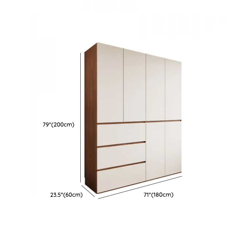 White Minimalist Manufactured Wood Independent Wardrobe Closet with Soft Close Drawer, Soft Close Door, and Interior Shelves - image 9