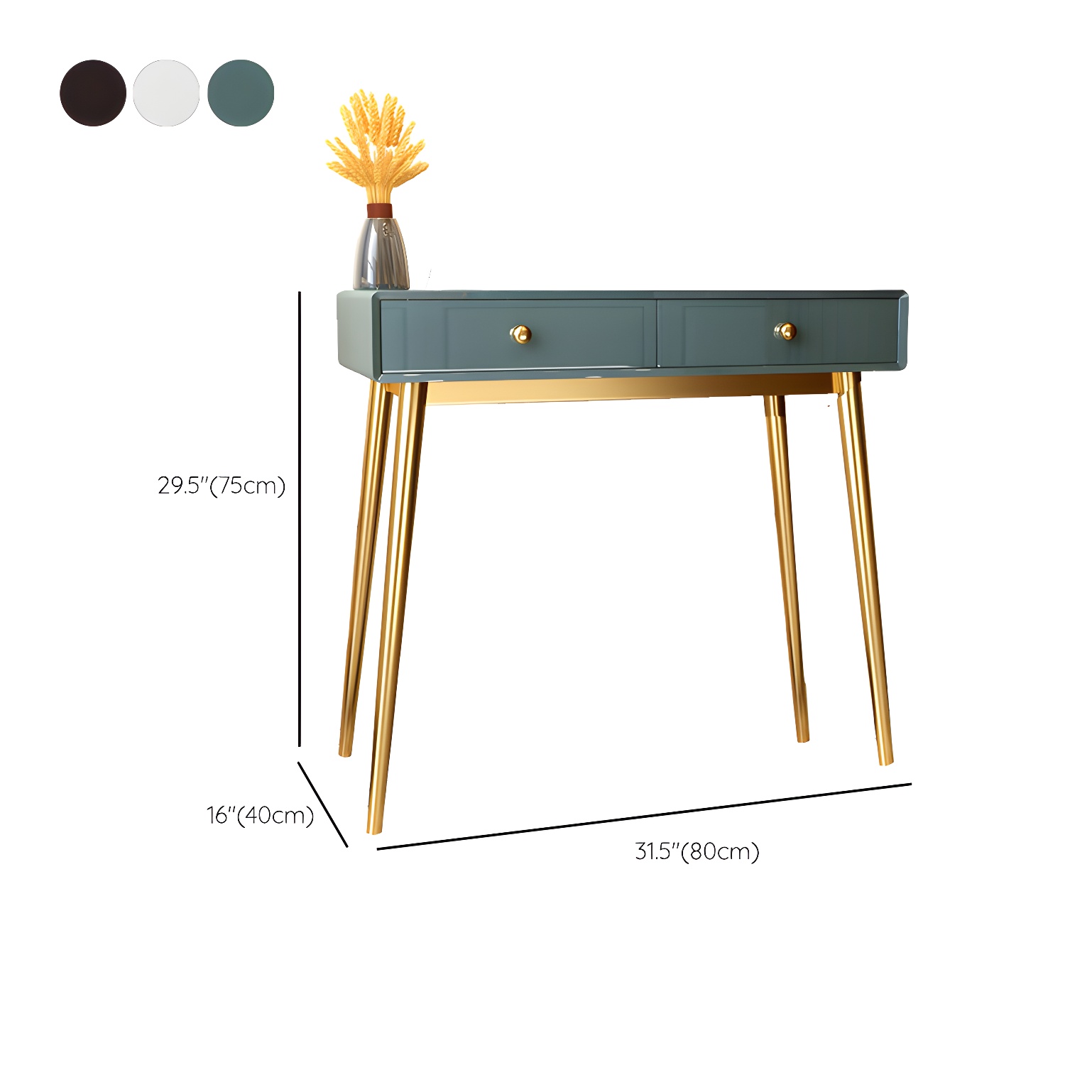 Glam 29.5" Height Wooden Makeup Vanity with Drawers and Mirror - image 16