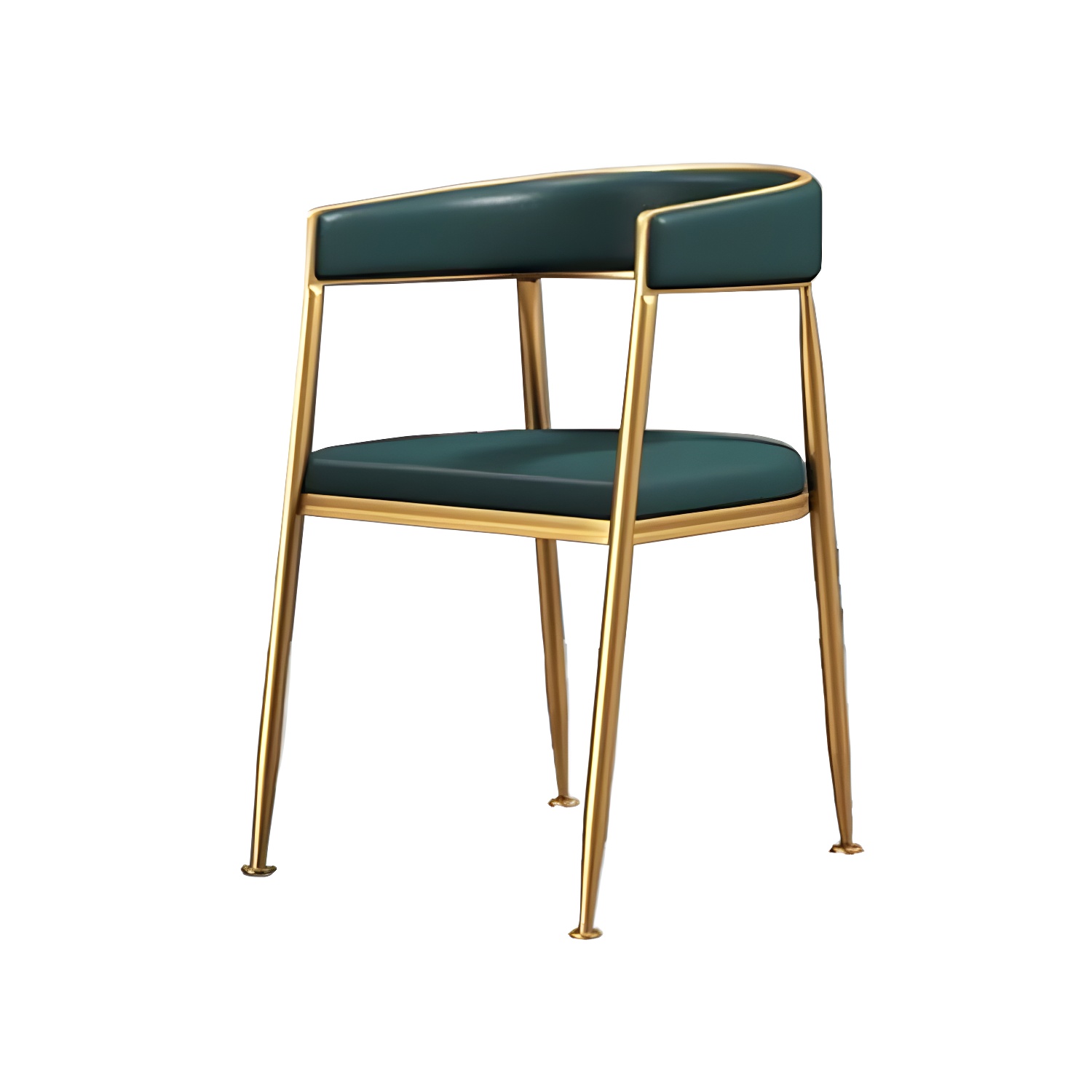 Glam Gold Metal Arm Chair Open Back Dining Side Chair with Upholstered