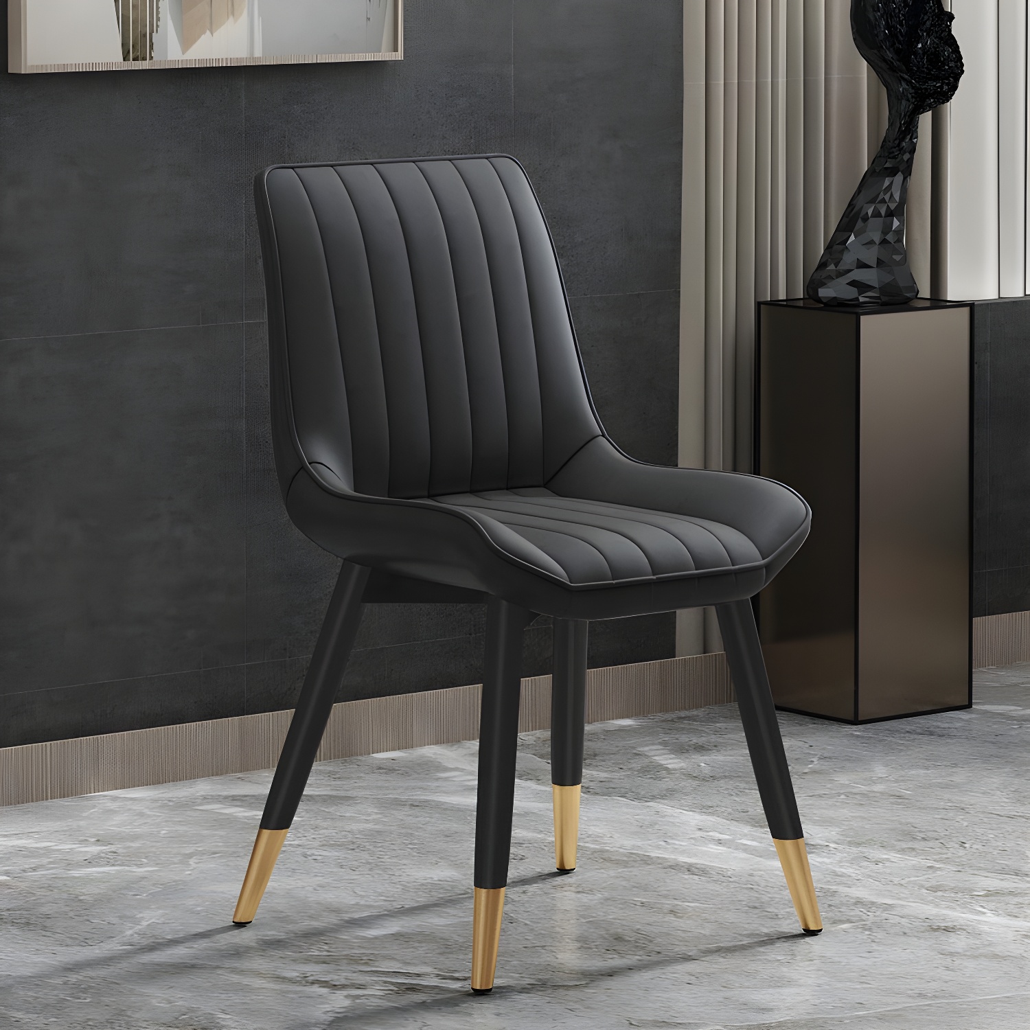 Glam Faux Leather Dining Chair Parsons Chair in Matte Finish for Home - image 9