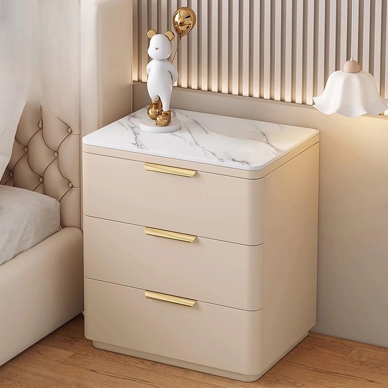 Modern 3 Drawers Nightstand with Slate Countertop and Gold Handles for Bedroom - image 2