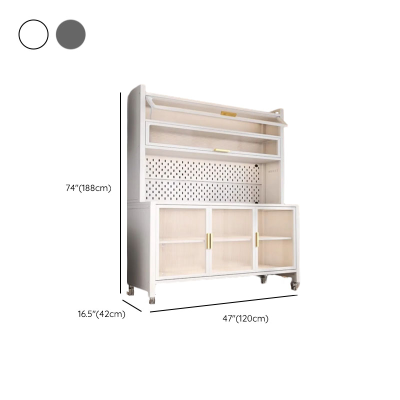 Narrow Steel Countertop Sideboard with Wheels, Cupboard, Changeable Shelf, and 3/4 Doors - image 19