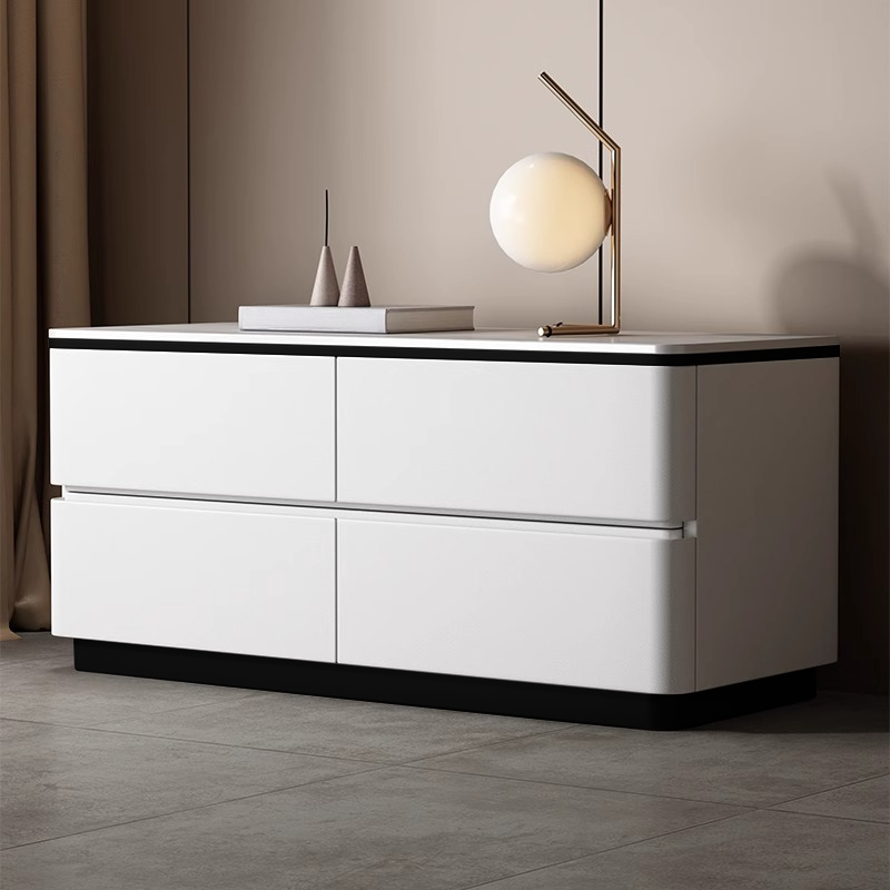 Modish Nightstand With Drawer Organization with 4 Drawers and Stone Tabletop - image 8